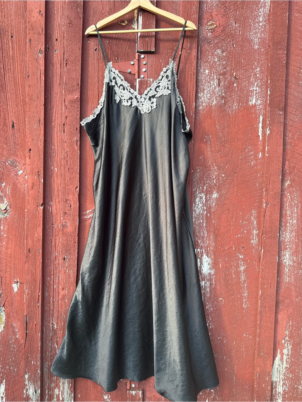 Long Black Womens Nightgown Sexy Black Lace Straps Satin  Intimate Sweeping 5XL